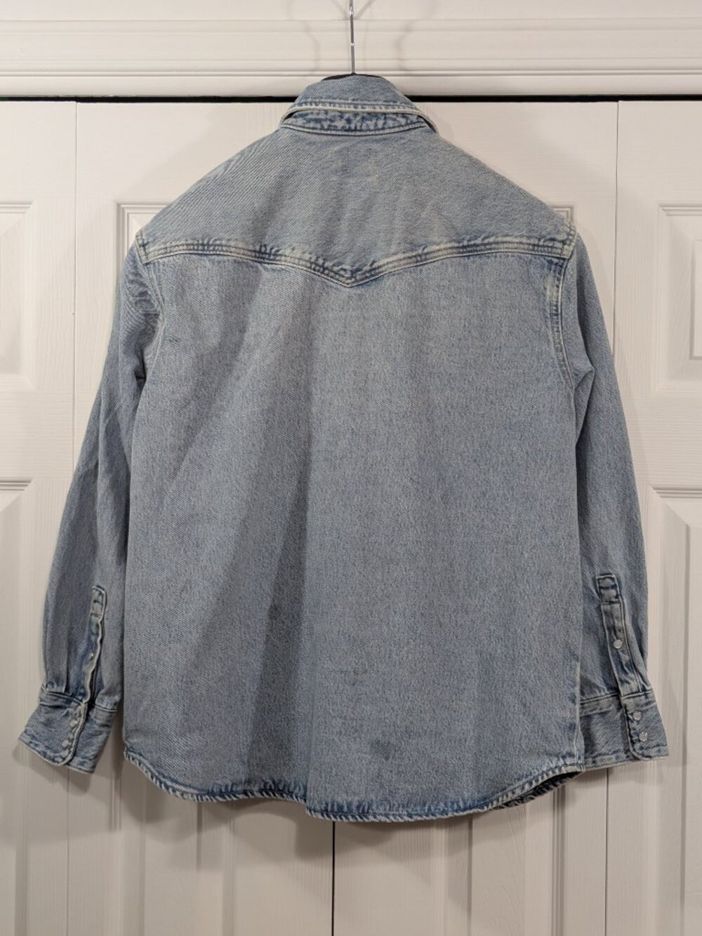 Levi's Western Distressed Denim Button Up Shirt - Picture 2 of 12